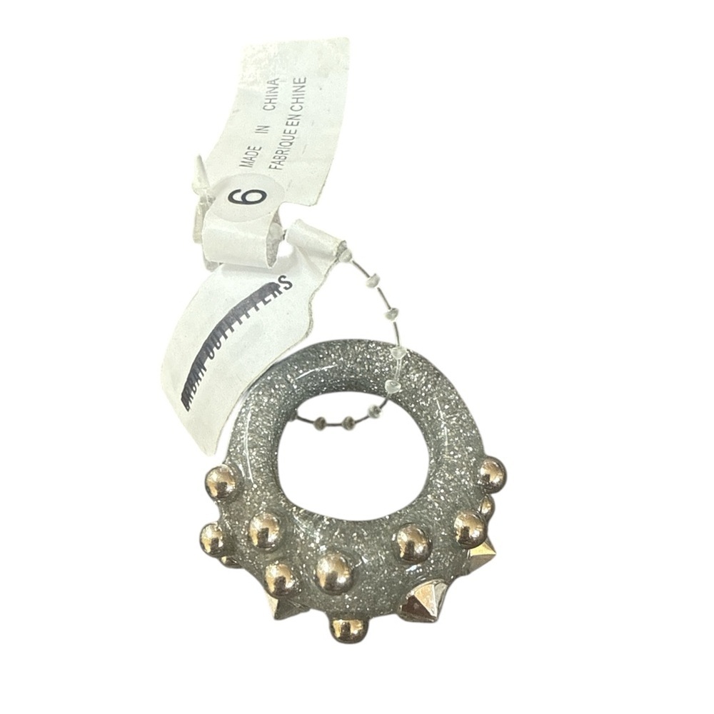 Urban Outfitters Silver Glitter‎ studded acrylic Ring size 6 NWT